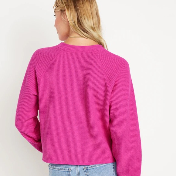 NWT OLD NAVY Waffle-Knit Henley Top Color: Flamingo Feather - Picture 3 of 6